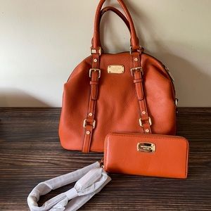 Orange Michael Kors Bedford Bowler Bag